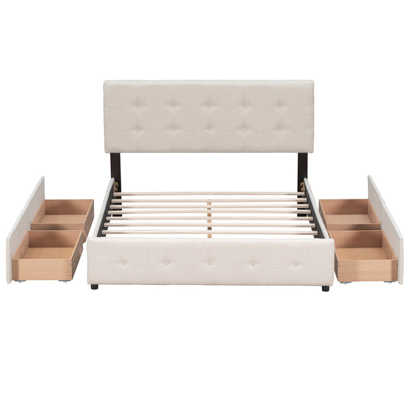 Walker Edison | Upholstered Queen Platform Bed with Storage