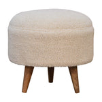 Walker Edison | Cream Boucle Rounded Footstool Thumbnail