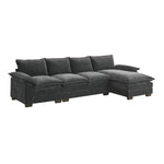 Walker Edison | Chenille Pillow Top Cloud L-shape Sectional Sofa with Chaise Lounge Thumbnail