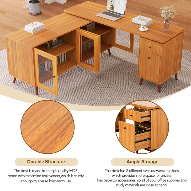 Walker Edison | Modern L-shaped 66" Desk with Storage