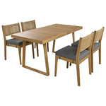 Walker Edison | Outdoor Acacia Wood Dining Table and Chair Set Thumbnail