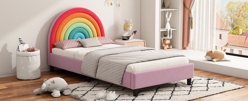 Walker Edison | Rainbow Design Upholstered Twin Platform Bed