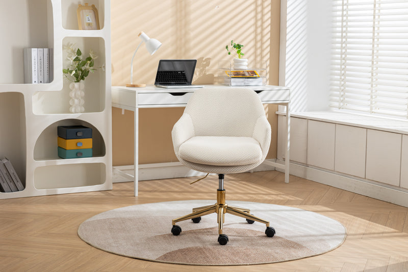 Walker Edison | Mesh Fabric Home Office 360°Swivel Chair with Gold Metal Base