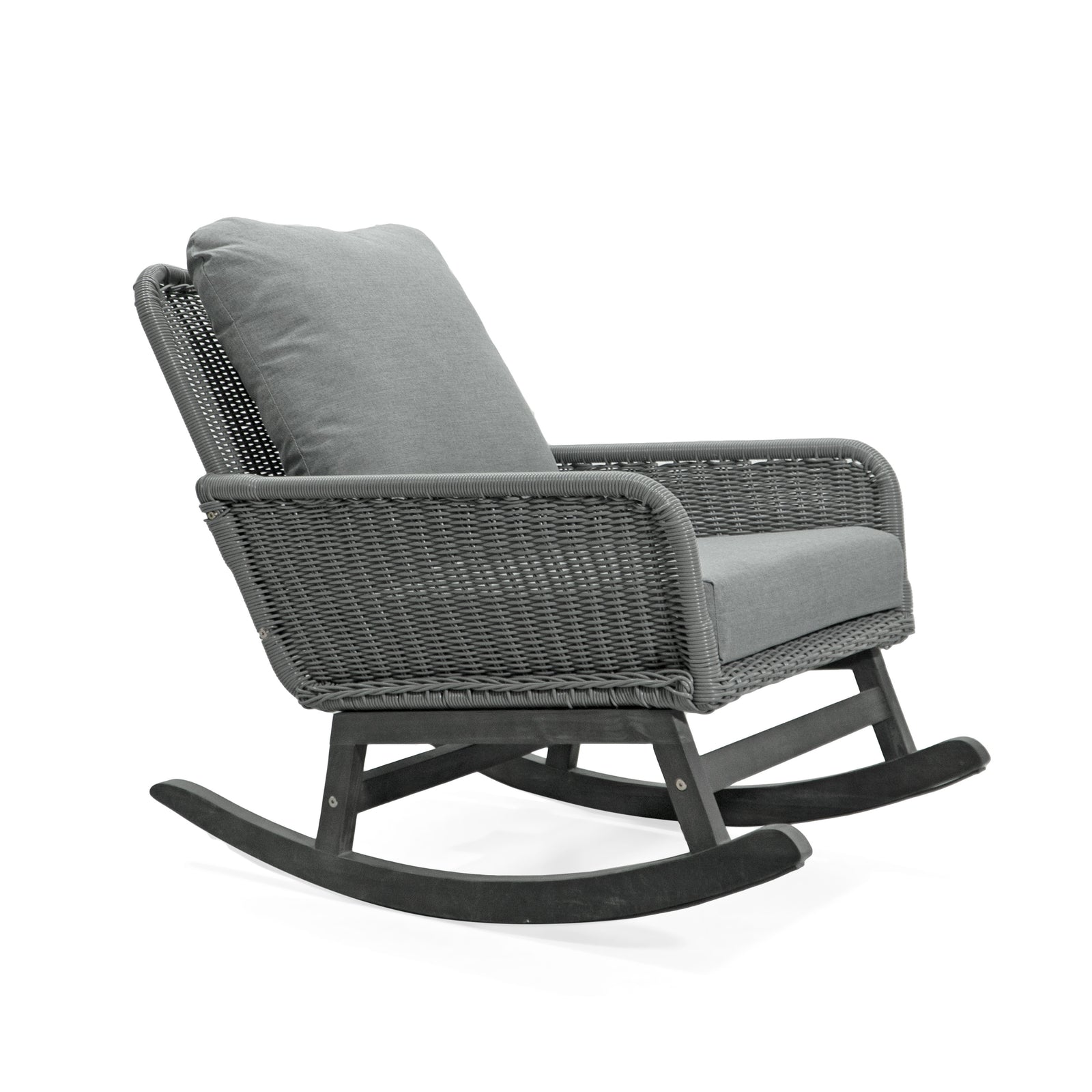 Modern Patio Rocking Chair Gray Wicker Rocking Chair With Cushions - PE ...