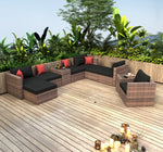 Walker Edison | 10 Pieces Modular Outdoor Patio Sectional Conversation Sofa Set Thumbnail