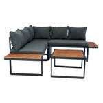 Walker Edison | Steel 4 Piece L-Shaped Patio Sectional Sofa Set Thumbnail