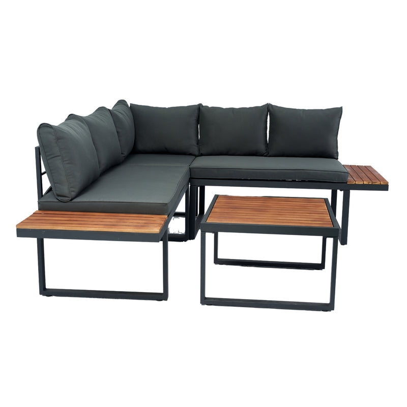 Walker Edison | Steel 4 Piece L-Shaped Patio Sectional Sofa Set