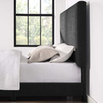 Walker Edison | King Size Charcoal Grey Upholstered Platform Bed Thumbnail