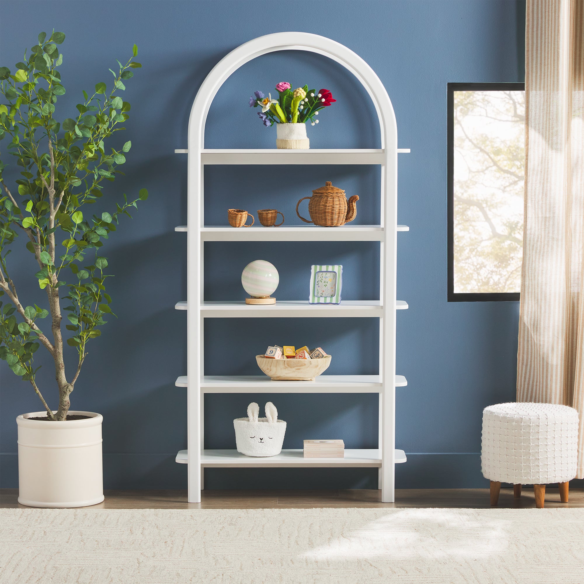 Zoey Modern Arched Wood Storage Bookcase – Walker Edison