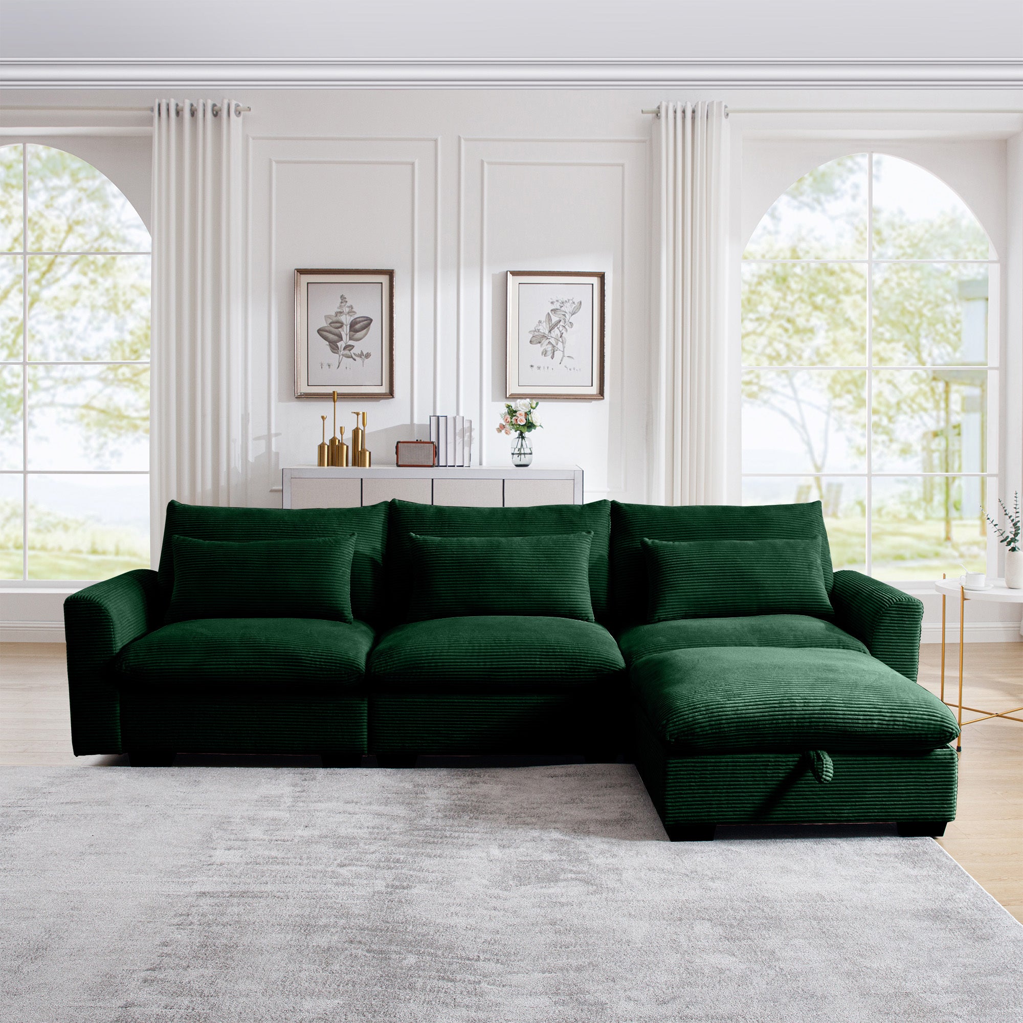 Walker Edison Corduroy Sectional Sofa