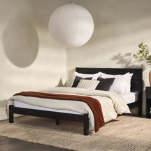 Minimalist Solid Wood Low Bedframe Bedroom Walker Edison Without Canopy Queen Black
