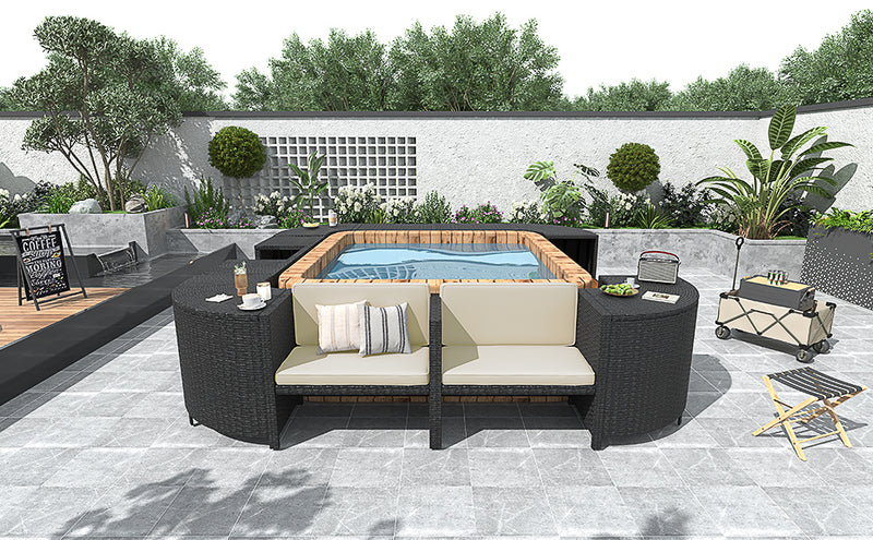 Walker Edison | Outdoor Wicker Spa Surround Frame