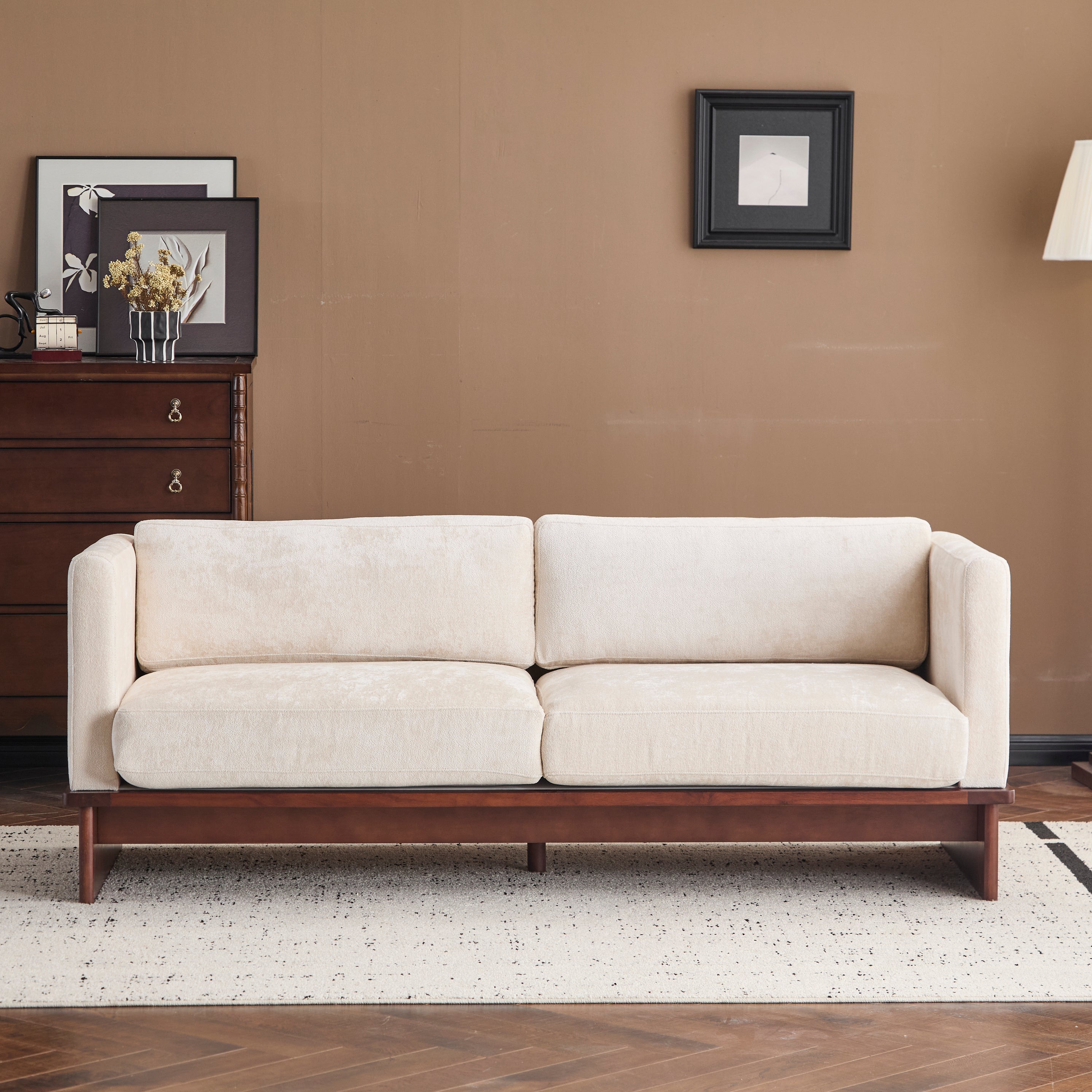 Mid Century Boucle Sofa