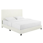 Walker Edison | King Size White Boucle Upholstered Platform Bed Thumbnail