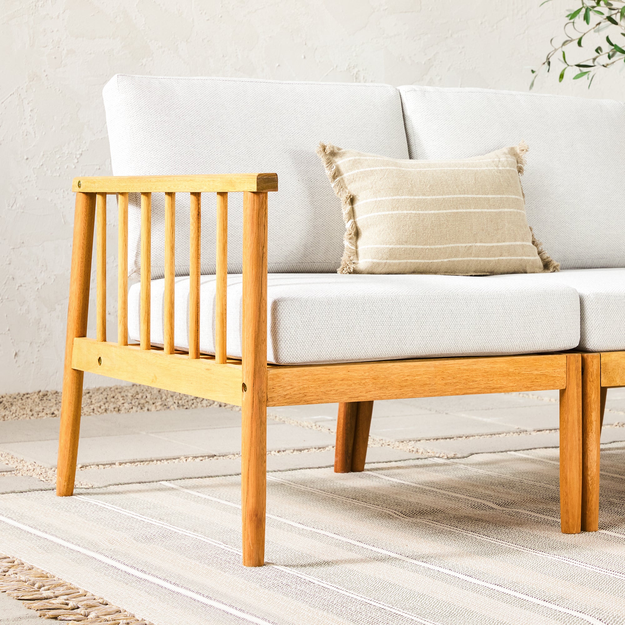 Circa Modern Spindle Solid Wood Outdoor Sectional Set | Walker Edison