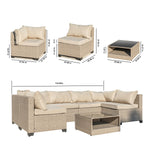 Walker Edison | Boho Modular 7-Piece Patio Sectional Sofa Set Thumbnail