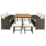 Walker Edison | Outdoor 11-Piece All-Weather Wicker Dining Table Set Thumbnail