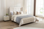 Walker Edison | Traditional Peyton Upholstered 54" High Headboard King Bed Thumbnail