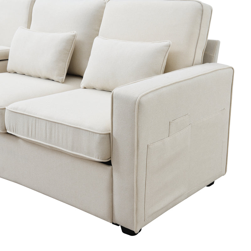 Walker Edison | Linen Fabric 104" 4-Seater Sofa with Storage