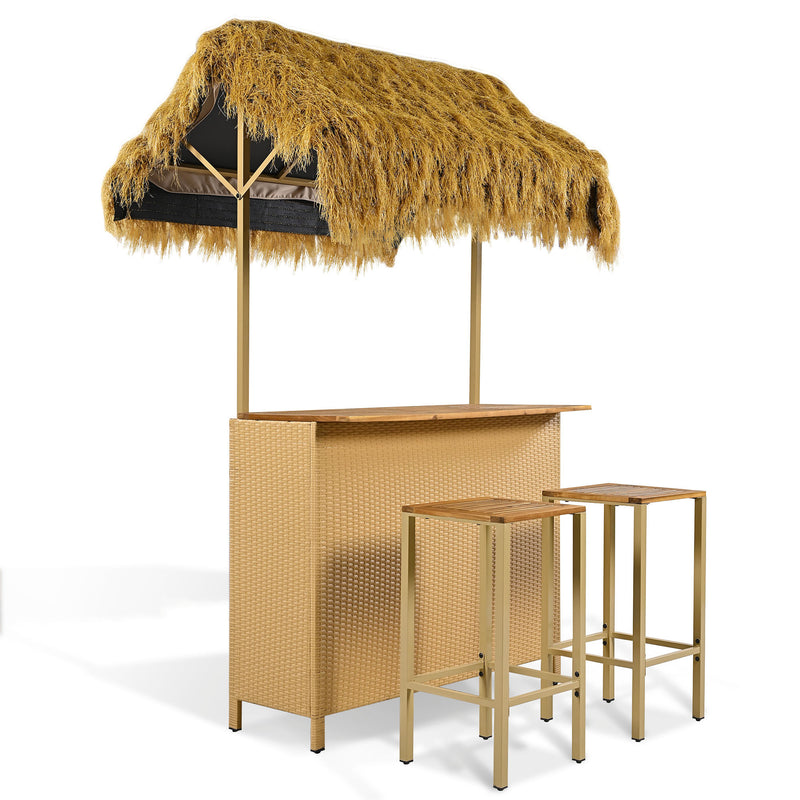 Walker Edison | Hawaiian-style Bar Height Patio Set