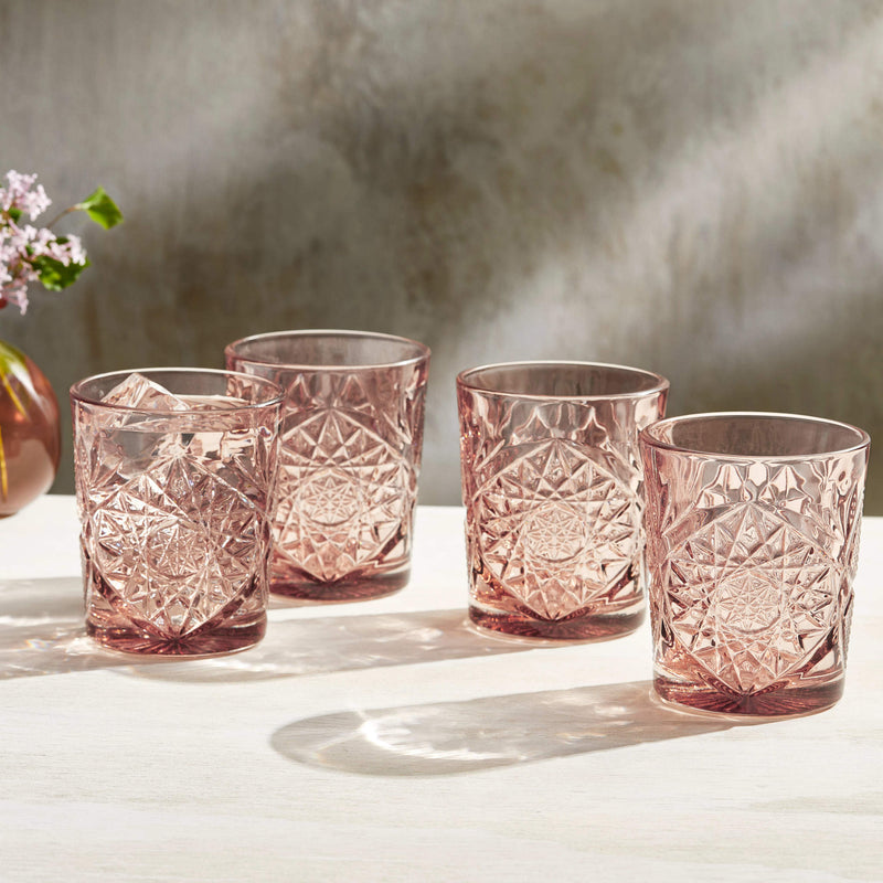 Libbey Hobstar Double Old Fashioned Glasses, 12-ounce, Rose, Set of 4 Cocktails and Spirits Libbey 