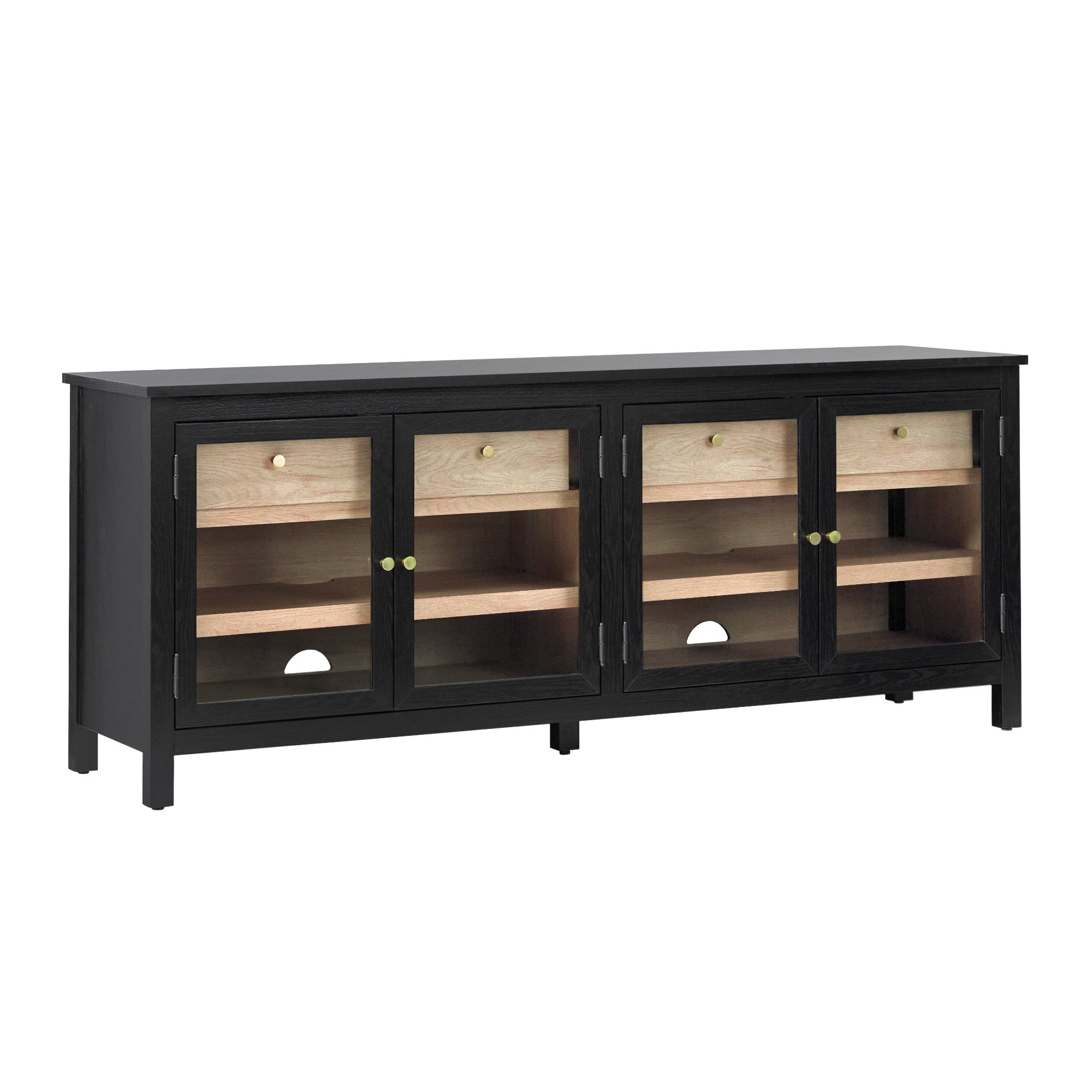 70 Inch TV Stand with Drawers | Glass Door Media Console | Harlow