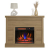 calvin brown farmhouse shiplap electric fireplace wall mantel with decor