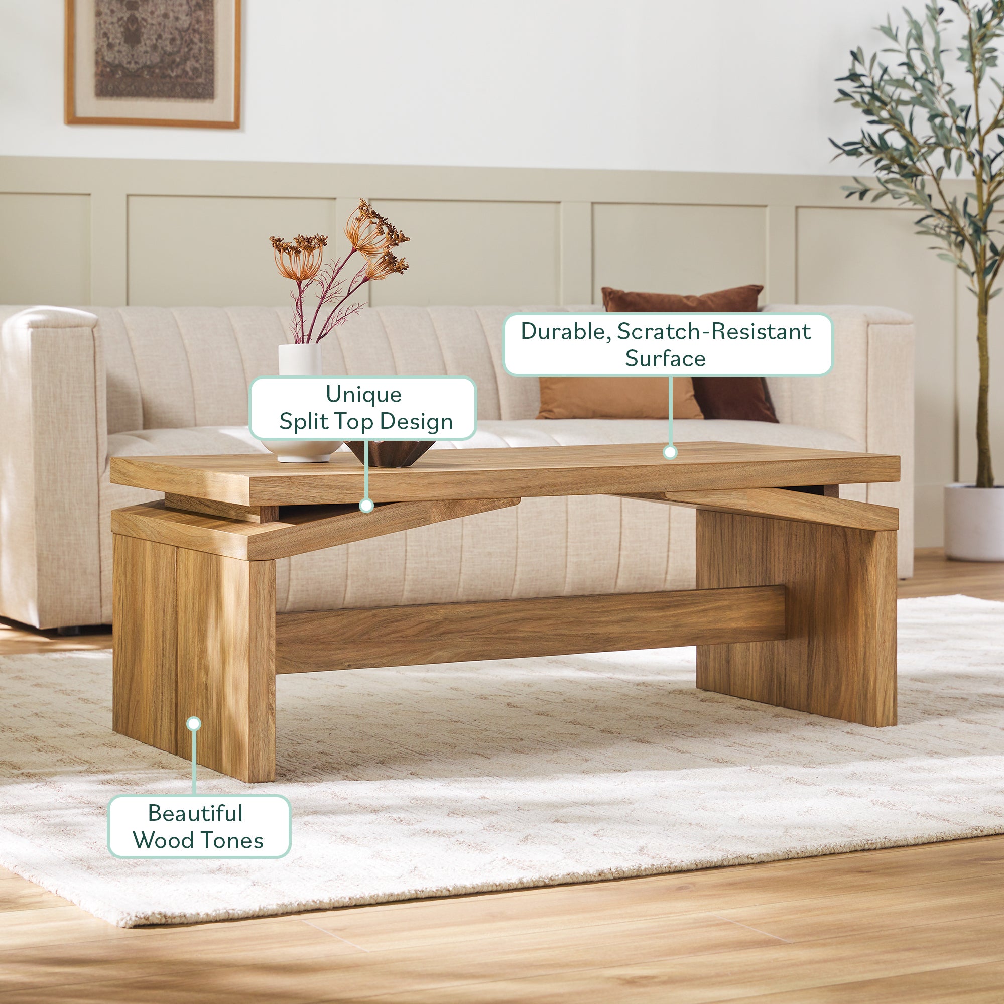 Booker Modern Split-Top Coffee Table | Walker Edison
