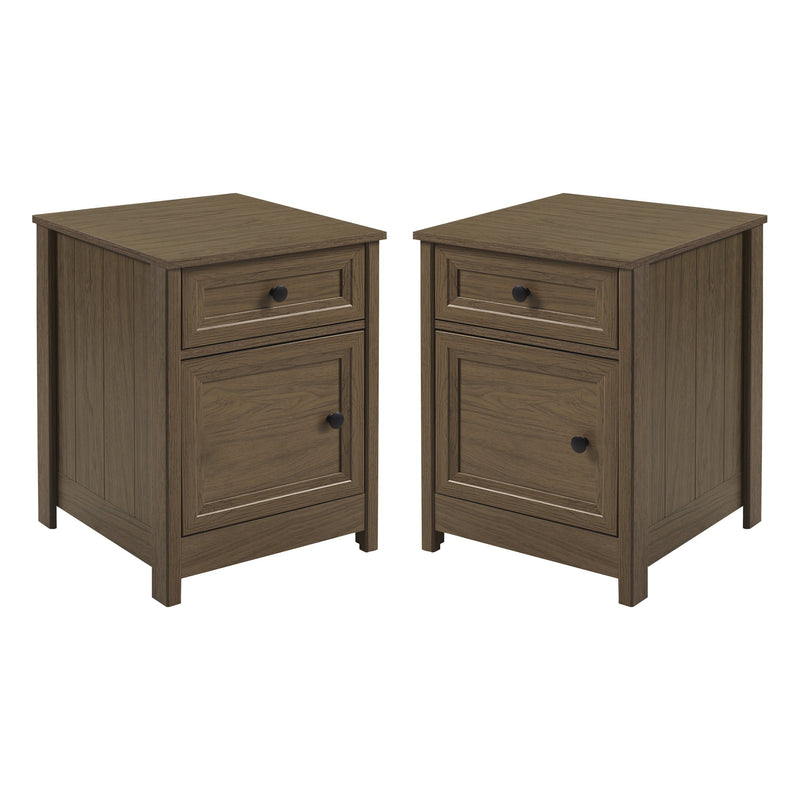 Groove Side 1 Drawer, 1 Door Nightstands 2 Piece Set Living Room Walker Edison Dark Walnut 2-pack 