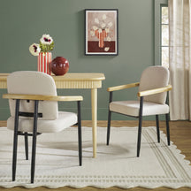 Samantha Modern Curved Wood and Metal Upholstered Dining Chair, Set of 2