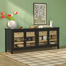 Harlow Traditional Easy Assembly Glass Door 70” Sideboard/TV Stand