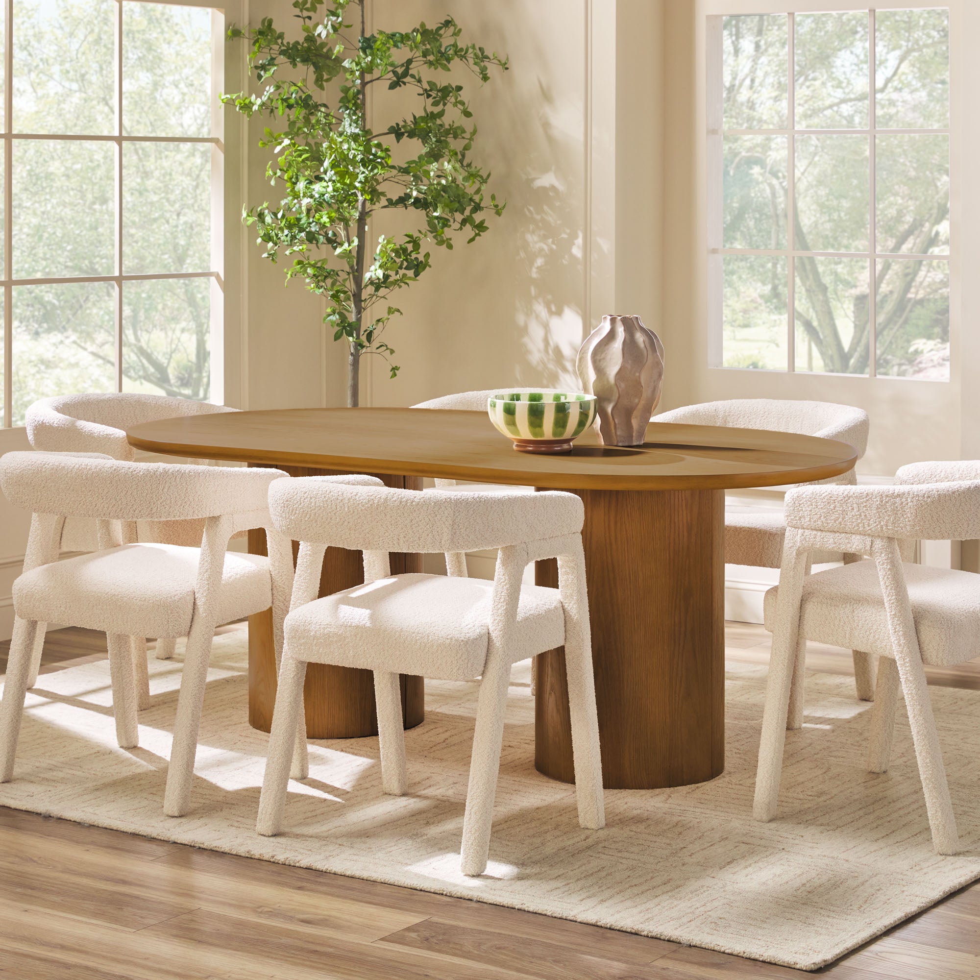 Maya 70-Inch Oak Oval Dining Table | Walker Edison