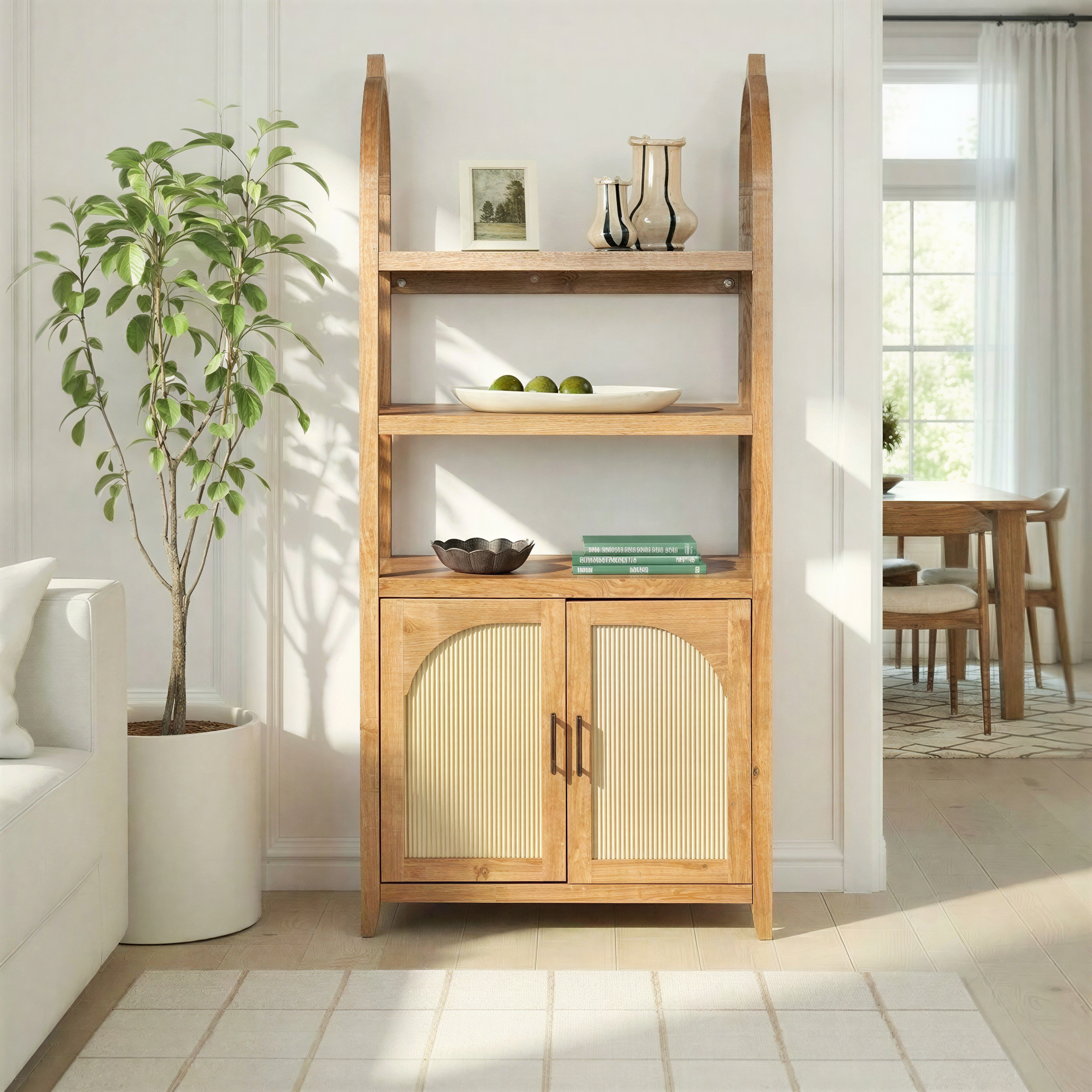 Arched Bookcase Cabinet with Reeded Doors | Sasha – Walker Edison