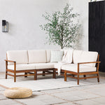 5-Piece Modern Chevron Acacia Outdoor Corner Sectional Thumbnail