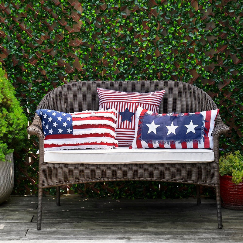 LushDecor - American Flag Fringe Decorative Pillow