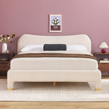 Chantelle Modern Curved Boucle Upholstered Bedframe