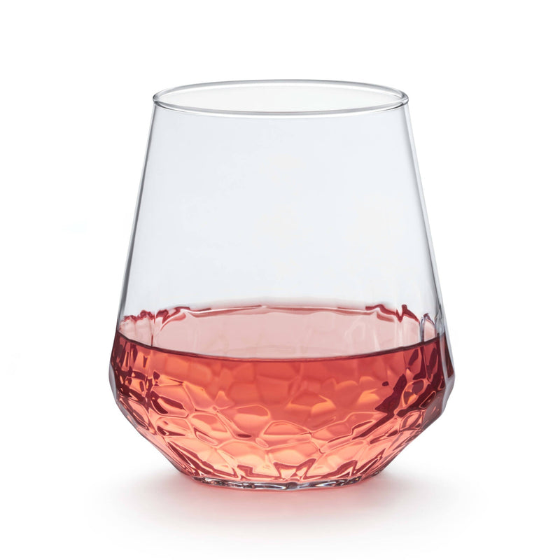 Libbey Hammered Base All-Purpose Stemless Wine Glass, 17.75-ounce, Set of 8 Stemware Libbey 