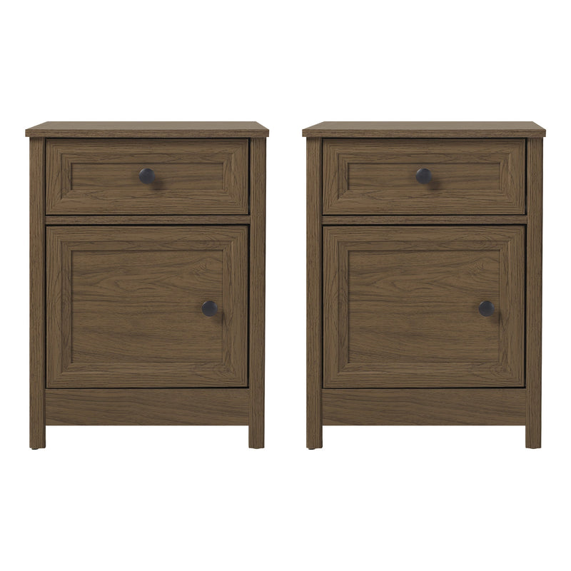 Groove Side 1 Drawer, 1 Door Nightstands 2 Piece Set Living Room Walker Edison 