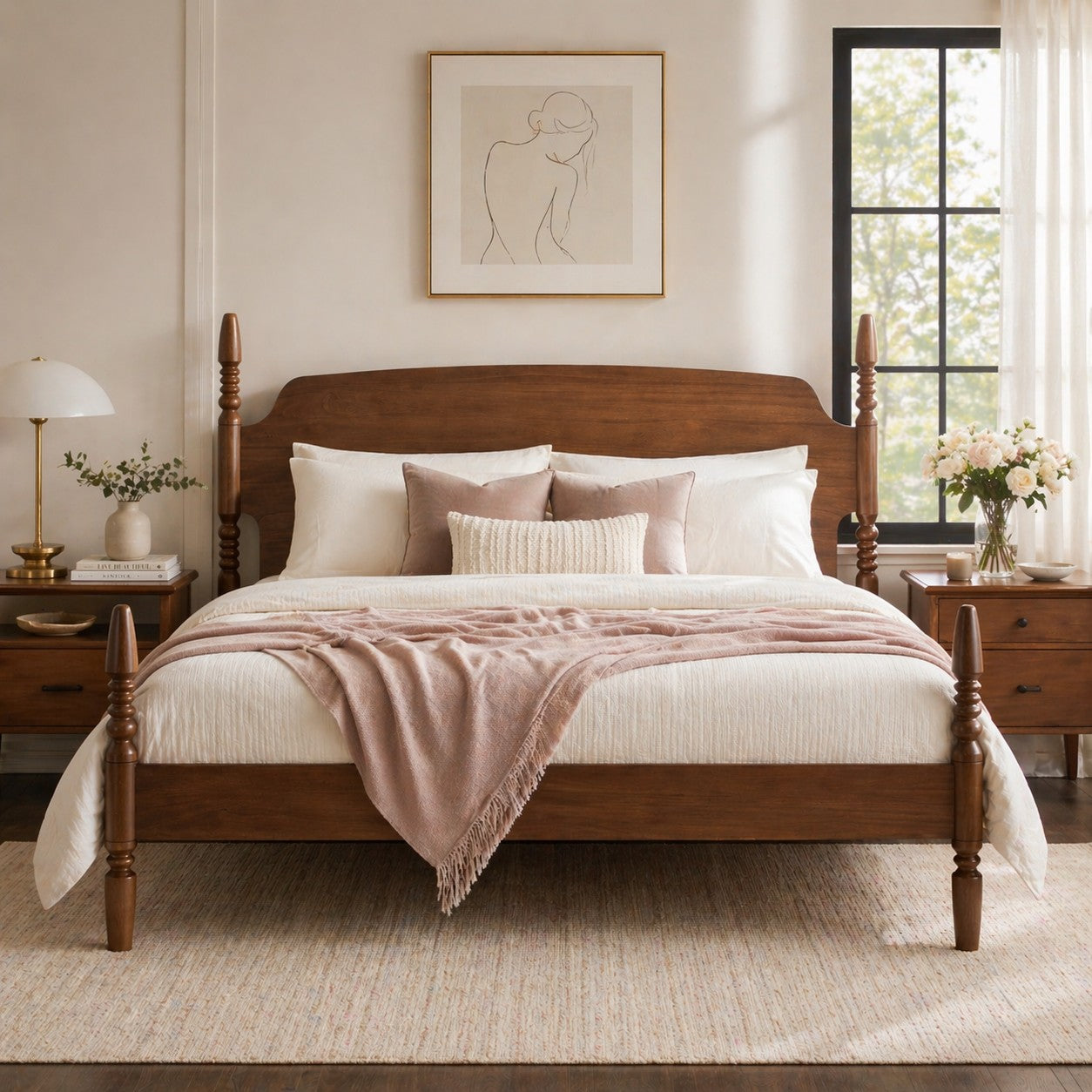 Traditional Vivienne Easy Assembly Solid Wood Bed – Walker Edison