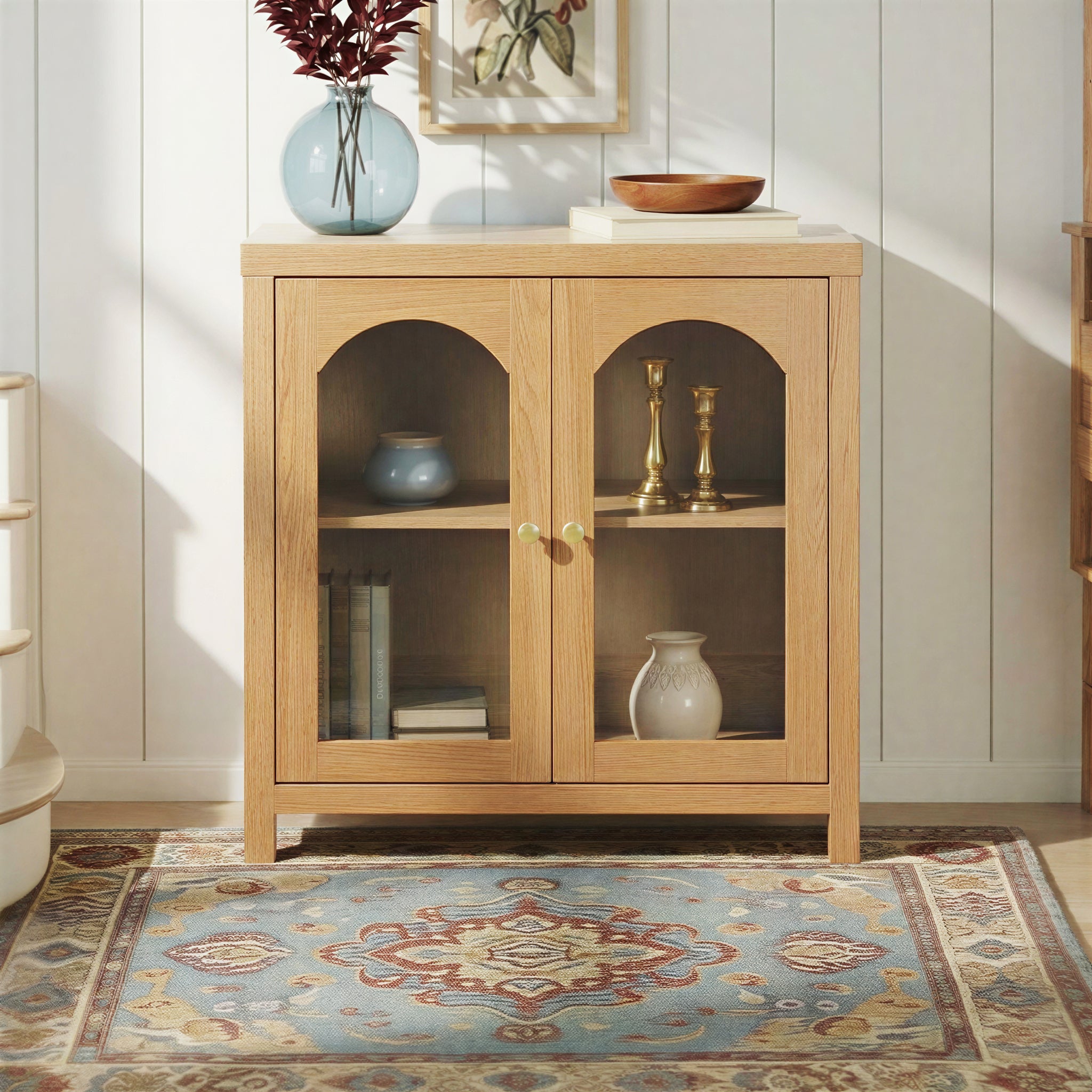 Sasha Modern Arched Glass Accent Cabinet | Walker Edison