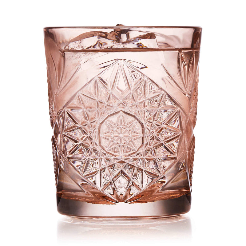Libbey Hobstar Double Old Fashioned Glasses, 12-ounce, Rose, Set of 4 Cocktails and Spirits Libbey 