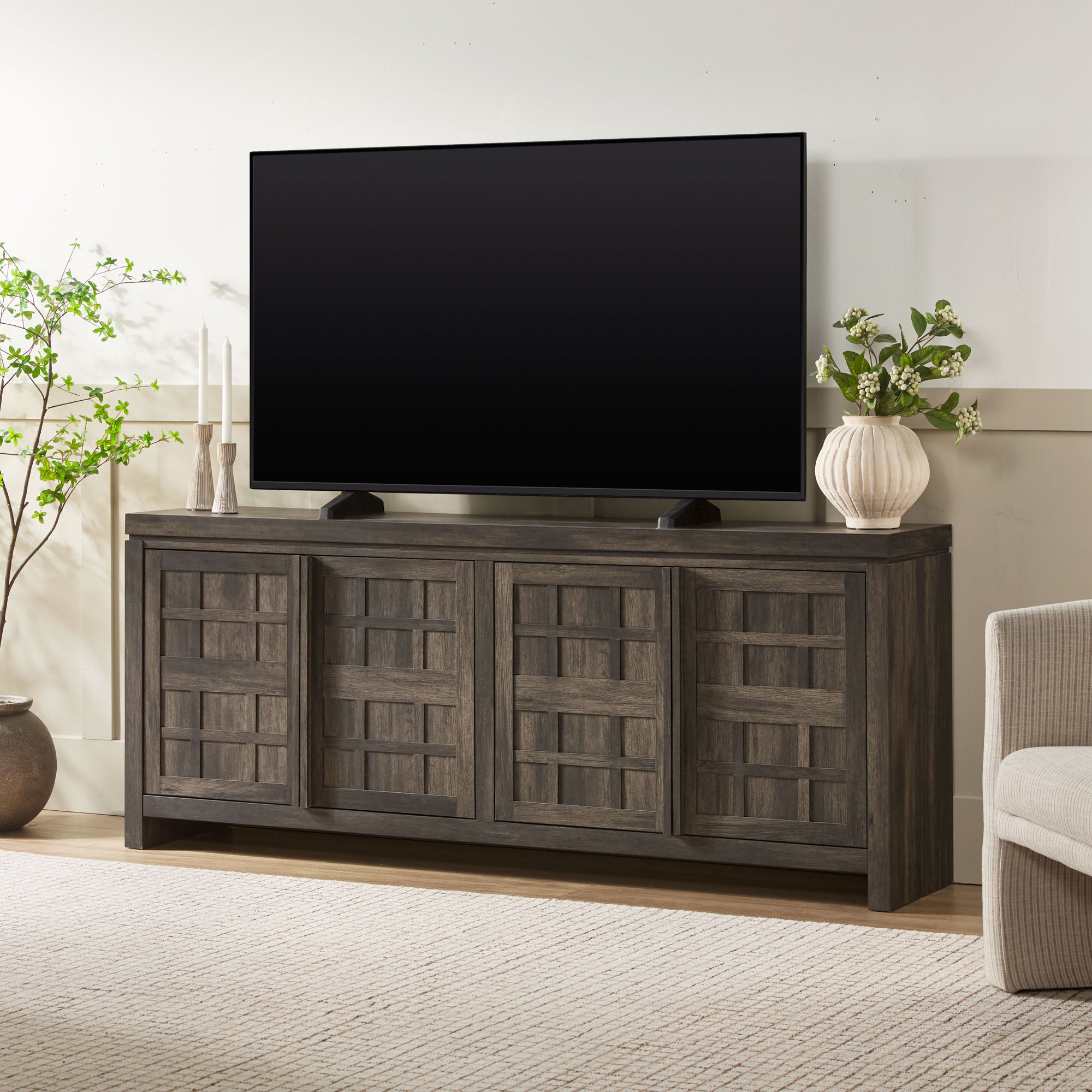 レプティワイルド パンテオン 9045 暖突M付き 美品 Booker Modern Windowpane TV Stand Sideboard | Walker Edison