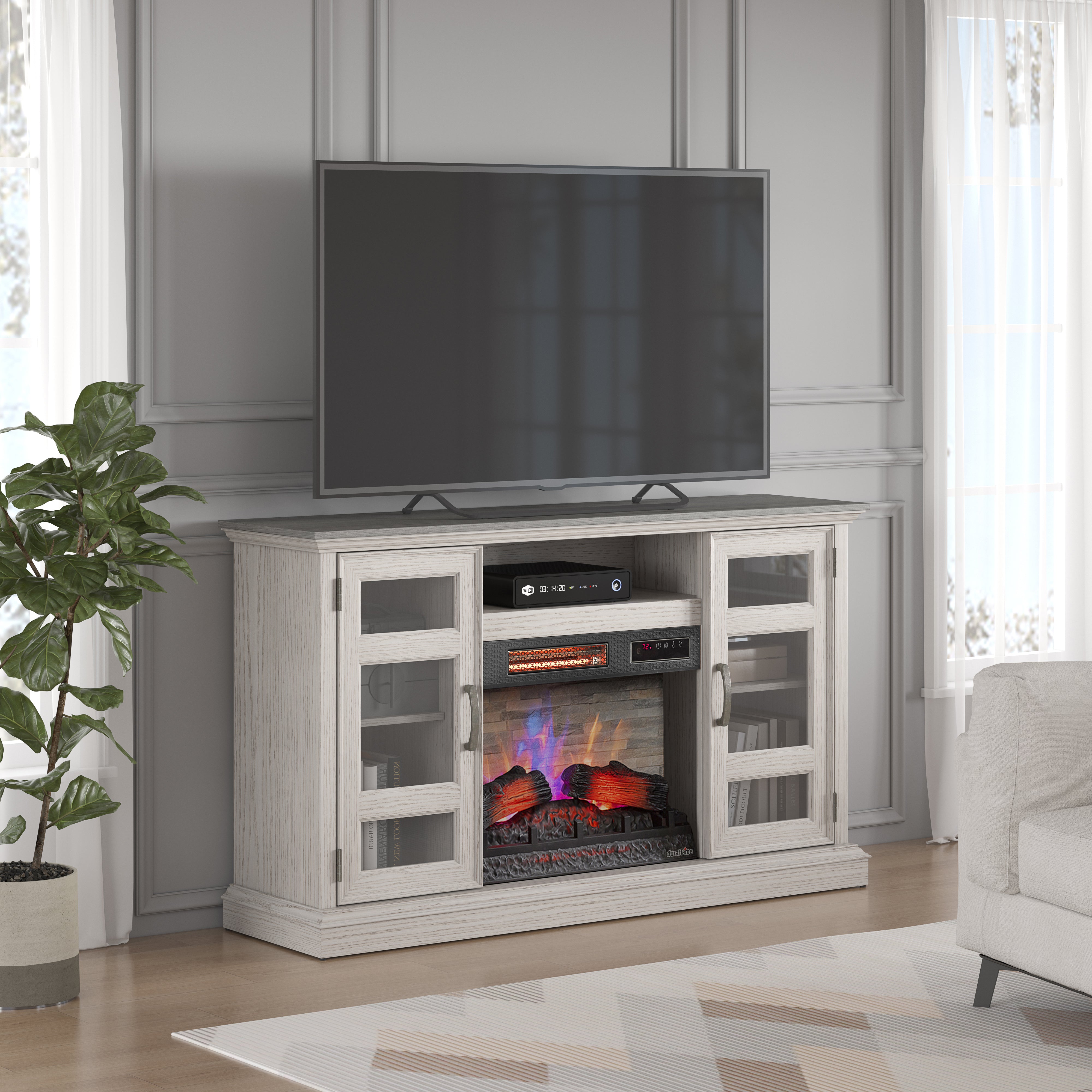duraflame® Two Tone Wood Oak Electric Fireplace TV Stand with 3D