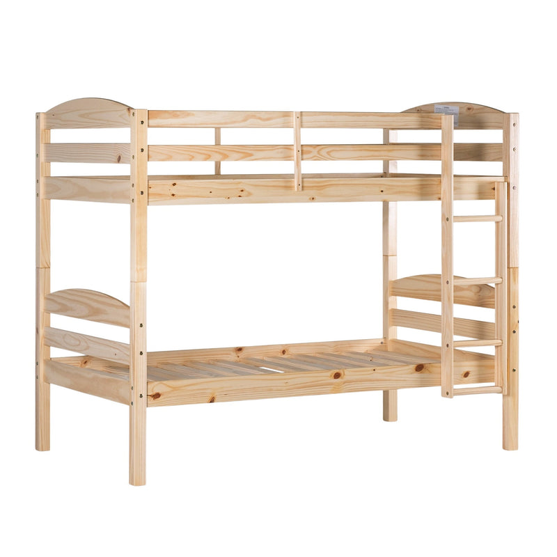 Transitional Solid Wood Twin-over-Twin Bunk Bed Frame Living Room Walker Edison Natural 