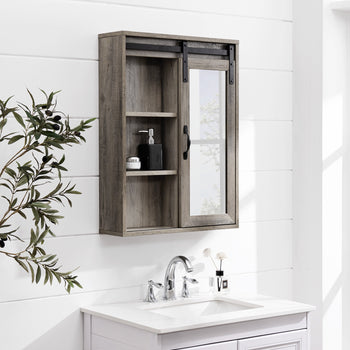 Sliding Barn Door Wall Storage with Mirror