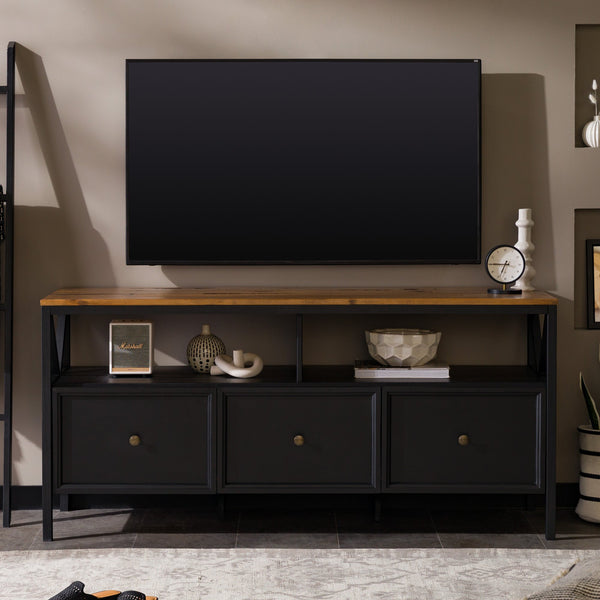 60" Distressed 3-Drawer TV Console Living Room Walker Edison 