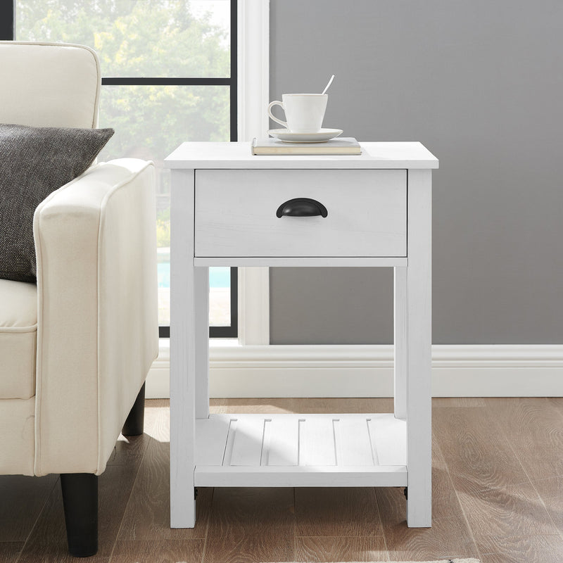 Country Side Table Bedroom Walker Edison Brushed White 
