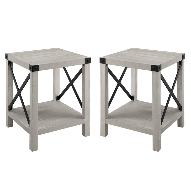 Urban Industrial Metal Wrap-Leg Side Tables, Set of 2 side table Walker Edison Stone Grey 