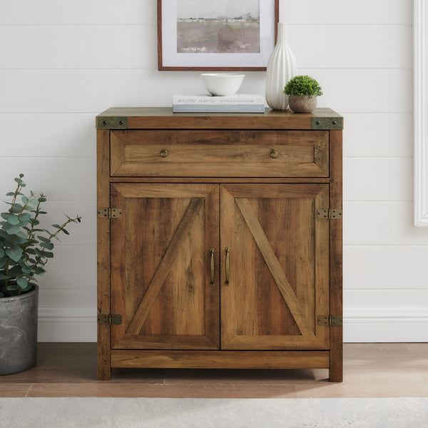 Barn Door Accent Cabinet Living Room Walker Edison Rustic Oak 