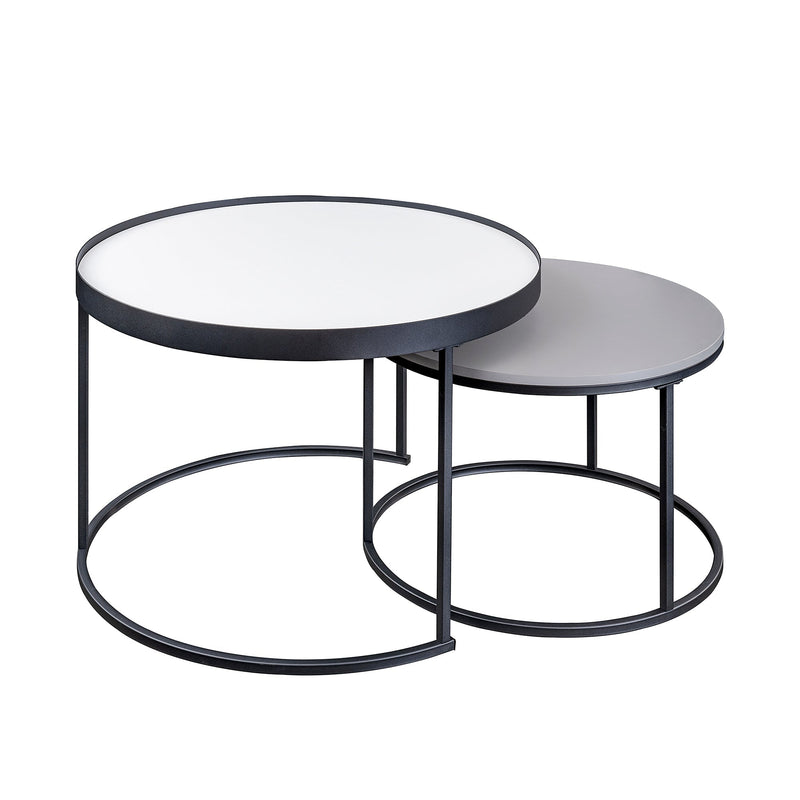 Modern Round Nesting Coffee Tables with Round Base, Set of 2 Walker Edison 